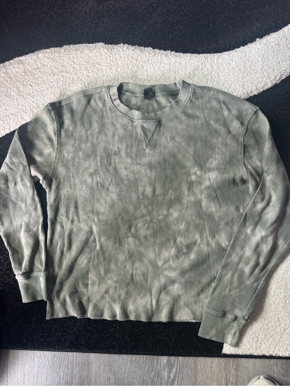 Lightweight Ribbed Crewneck long sleeve - tie die green